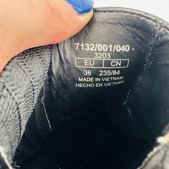 Zara Womens Black Glossy Leather Chunky Heel Chelsea Ankle Boots Size 36 EU - Picture 10 of 11